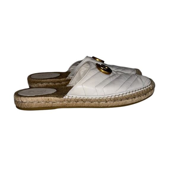 Gucci Quilted White Marmont Espadrille Mules Size 38 - Picture 4 of 12